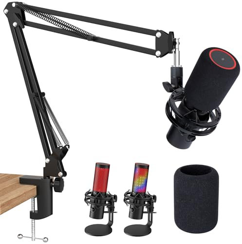 QuadCast 2 Boom Arm, Mic Arm Microphone Arm for HyperX QuadCast 2 with HyperX QuadCast 2 Pop Filter, 3/8 to 5/8 Adapter, by SUNMON