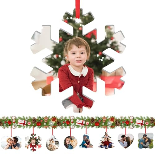 Personalisierte Weihnachtskugeln aus Metall mit Foto | Weihnachtsbaumschmuck, Personalisiertes Fotogeschenk für Mama, Papa, Oma, Opa, Hund und das erste Weihnachten des Babys