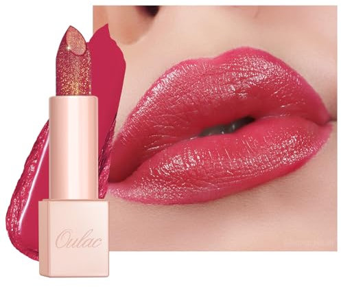 OULAC Feuchtigkeits Glanz Lippenstift Magenta, Schimmernder mit Glänzender Oberfläche, Cremige Textur, Lippenpflege für Feuchtigkeitsspendende Lippen, Vegan (14) La Vie en Rose