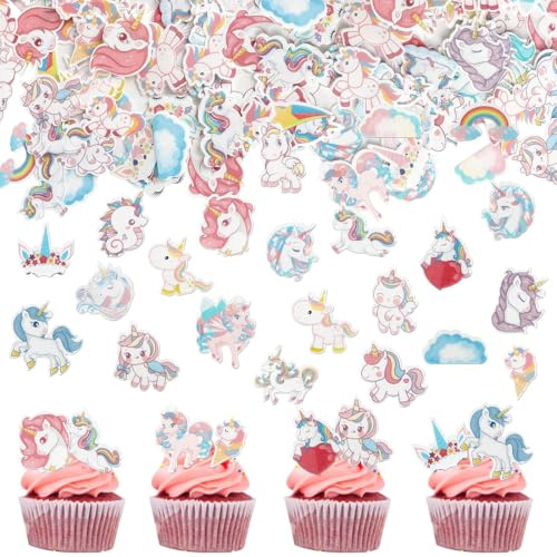 FENQURO 80 Pièces Licorne Muffin et Cupcake Topper pour Gâteau Thème Fête d'Anniversaire pour Enfants Filles