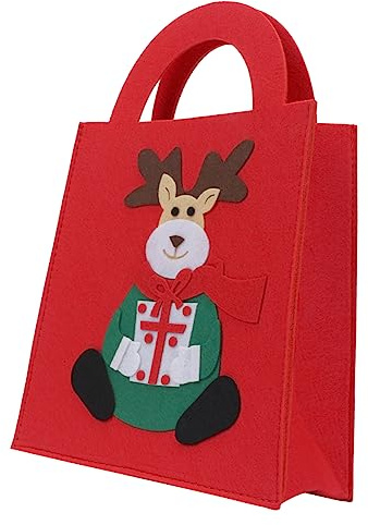 Ipetboom Geschenktüte mit Elchmuster aus Filz Tragbare Geschenktasche für Weihnachten Kompakt und Leicht als Aufbewahrungsbeutel für Geschenke