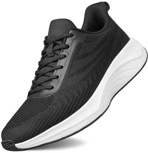 Raoendis Mens Trainers Running Shoes Sport Sneakers, Fashion Trainers Mesh Comfortable Lightweight Athletic Training Sneakers for Outdoor Gym Jogging Black Size 7