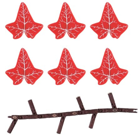 ANCLLO Efeu-Kühlschrankmagnete, 3D-Kühlschrankmagnet mit künstlichem Efeu, lustige, neuartige Pflanze (rot)