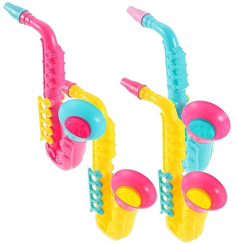 Yardwe Plastik Saxophon Spielzeug Für Kinder 4 Stück Pädagogisch Sichere Und Bunte Musikinstrumente Leicht Tragbar Für Party Und Festival