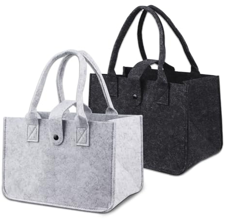 Dawumin Filztasche Einkaufstasche, Filztaschen Shopper, Faltbar Filzkorb, Tragetasche Shopping Bag, Tasche Filz zur Einkaufen, Ausgehen, Aufbewahrung, Reisen, Picknick