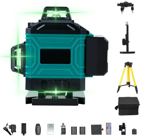 Laser à lignes croisées vert 16 lignes, niveau laser 4x360 ° à nivellement automatique Laser de chantier horizontal et vertical Faisceau laser vert pour chantiers intérieurs(bleu roi)