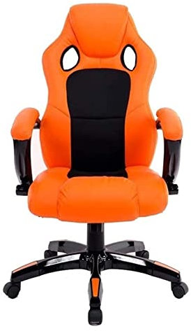 Silla ergonómica para juegos, silla de oficina con respaldo alto, silla de escritorio de carreras de cuero, silla deportiva electrónica, asiento de trabajo cómodo, naranja y negro, ideal para