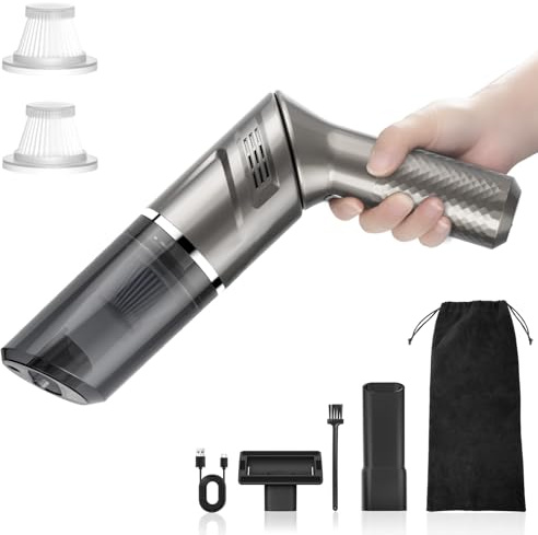 MZGO Portable Vacuum Cleaner, Powerful 12000PA Car Vacuum Cleaner, Lightweight Mini Handheld Vacuum with Rotating Handle, Strong Cyclonic Suction for Car Cleaning, Staircase, Sofa, Corner