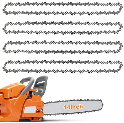 4 Stück Sägeketten 35cm (14) 3/8LP 1,1 mm 52 TG mit Schwert, Profi Kette Ersatzkette Kettensäge Kette Kompatibel mit Dolmar, Bosch, Karcher und gängigen Sägemodellen