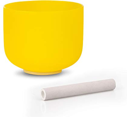 ALIOTH 7 440Hz Yellow E Note Crystal Singing Bowl Solar Plexus Chakra Sound Therapy Yoga Practice and Zen Meditation