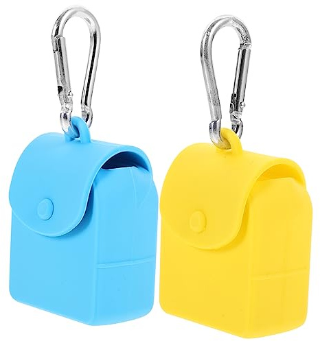 FRCOLOR 2 pezzi Portamonete in Silicone con Gancio Appendibile Custodia Chiavi e Auricolari Resistente e Facile Organizer per Piccoli Oggetti Colori Giallo e Blu