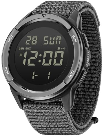 CakCity Digital Watch Military Watches for Men Black Tactical Waterproof Sports Men's Women's Wrist Watch with LED Backlight Stopwatch Nylon Band