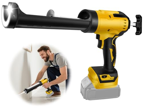 Cordless Caulking Gun for Dewalt 18V 20V Max Battery, 10oz/300ml Electric Silicone Gun with LED Light & Digital Display, 6 Adjustable Speed for Filling, Sealing, Repair (No Battery)