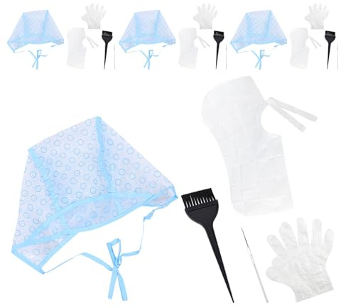 HONITANO 4sets Kit per Mèches con Cuffia e Gancio Strumenti per Tintura Capelli Riutilizzabile per Mèches Fai da Te e Professionale