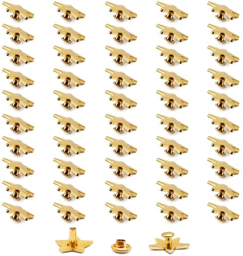 50 Sets Leather Rivets,Gold Star Rivets Studs for Clothes 9MM Double Cap Rivet for Leather/Craft/Bag