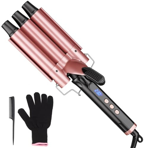 YEGUBEGU 3 Barrel Hair Waver, 25mm Crimper Curler for Beach Mermaid Waves