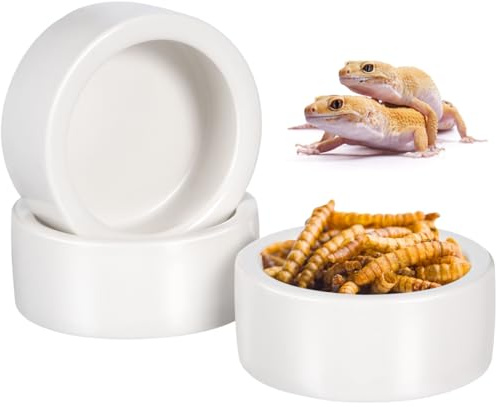 ABOOFAN Reptile Growth Terrarium ZubehöR, 3 StüCk Wasserschale Trinkschale Mit Ausbruchsicherung, Dickwandige Schalen Futter FüR Reptilien, Geckos, Vogelspinnen, Bartagamen (5cm)