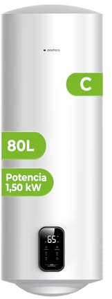 Aspes Termo Eléctrico 80 Litros, AT8000SDW. 1500W, Kit de Montaje Incluido, Resistencia de Acero Esmaltado, Termostato Digital, Temperatura Máx 93 º, Blanco, Eficiencia Energética B