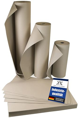 KK Verpackungen Schrenzpapier 1 Rolle mit 100 cm Breite 200 lfm ca. 20 KG 100 g/m² Packpapier Füllmaterial Polsterpapier Verpackungsfüllstoff
