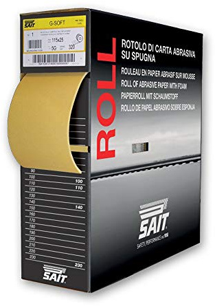 Sait 94155 RI-SAITAC-SOF 5G - Rotolo di carta abrasiva industriale su schiuma, 115 mm x 25 m, grana 500