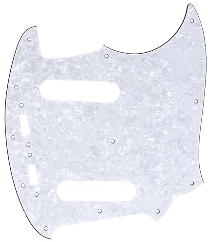 Musiclily Pro 12 Löcher Pickguard Schlagbrett MIJ 4 lagig White Pearl | für Fender Japan Mustang E-Gitarre