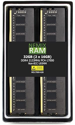 NEMIX RAM DDR4-2133MHz PC4-17000 Non-ECC UDIMM 2Rx8 1.2V Memoria sin búfer para PC de sobremesa de 32GB (2x16GB)