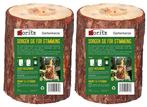 Moritz Juego de 2 antorchas suecas para árbol con mecha de encendido, para jardín, de madera, para fiestas, 1,5-2 horas de combustión, 25 cm de alto