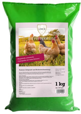 Linsor Futterweide, 1kg für 100m², Samen Mischung mit Wildkräuter- und Weidegras, Saatgut für Kleintier, Haustier und Nutztier