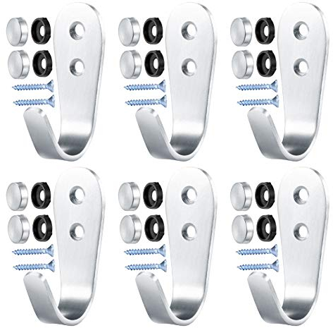 Lot de 6 crochets muraux en acier inoxydable pour clés, porte-manteaux, crochets muraux pour cuisine, serviettes, sacs, crochets à visser