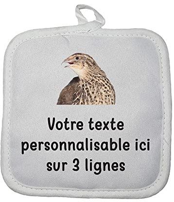 Manique Gant de Cuisine Pictogramme Caille avec Texte Personnalisable