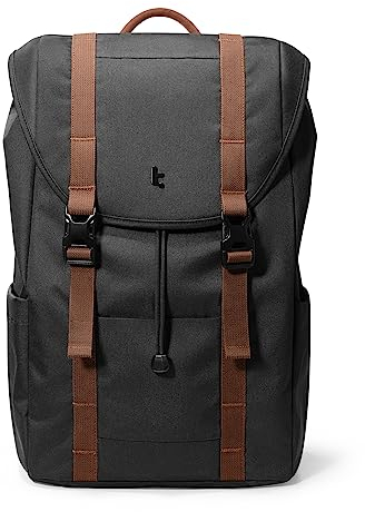 tomtoc Laptop Rucksack für Damen Herren, Vintage Tagesrucksack Daypack Casual Backpack mit 22 Liter für Alltag Freizeit Uni Schule, Classic Rucksäcke Passt 13-15,6 Zoll Laptops, Schwarz