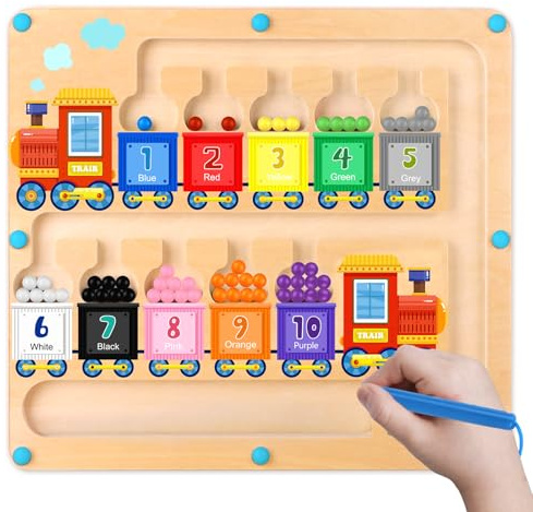 Konijiwa Montessori Boys Toys Magnetic Color and Number Maze Gifts Toys for 3 4 Year Old Boy Girls Colour Sorting for Toddlers Fine Motor Skills Toddler Montessori Educational Kids Preschool Toys