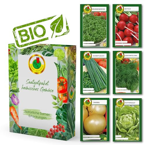 PNOS Set de semillas aromaticas, 6 kit semillas de hortalizas, cebollas, rábanos, cebollinos, berros, lechugas, eneldo, semillas ecologicas huerto para cocina, balcón y jardín, owngrown