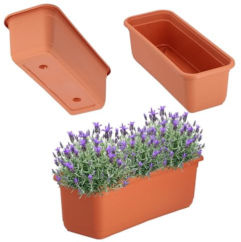 KADAX Evron Blumenkasten 40 cm, Terrakotta – Balkonkasten aus hochwertigem Kunststoff, Pflanzkasten für Innen- und Außenbereiche, Blumentopf für Balkon, Terrasse, Fensterbank