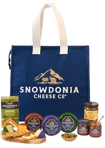 Snowdonia Cheese Company | Cheese & Chutney Picnic Cool Bag | 3 Luxury Welsh Cheeses, 2 Artisan Chutneys, Buttermilk Crackers and Olive Tapenade