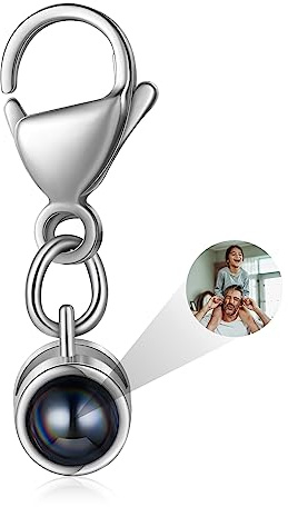 lorajewel Foto Schlüsselanhänger Schlüsselanhänger Personalisiert Bild Foto Projektion Schlüsselanhänger für Paare Rostfreier Stahl Geschenk für Mutter, Tochter, Frau, Freundin, Freund