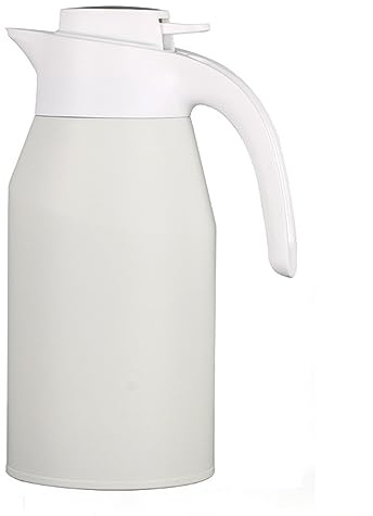 PIPOEI 1.6/2 Litre Thermal Coffee Carafe Jugs, Double Walled Vacuum 304 Stainless Steel and 316 Liner Vacuum Flask, Vacuum Jug with Intelligent Temp Display Lid White,2000ml-No