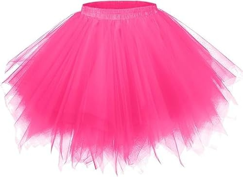 Modischer Tüllrock für Damen in Rosa und Schwarz Tüllrock Damen Tütü Tüllrock Pink, Pinker Rock Rosa Tütü Tüllrock Damen RosaTüllrock Damen (tiefrot,Einheitsgröße)