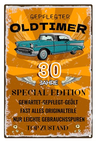 Blechschild 30 Schild Geburtstag, SCHILD 30 JAHRE KLASSIKER, Geschenke für den 30 Geburtstag Mann Lustiges Geburtstagsschild 30, Geschenkidee zum 30. Jahrestag - Vintage Metallschild 20x30 cm