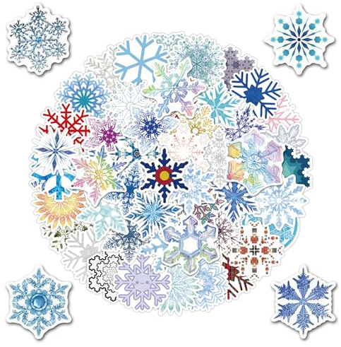 100 Stück Schneeflocken-Aufkleber Winter Frozen Aufkleber für Laptop, Wasserflasche, Computer, Kühlschrank, Gepäck, Handyhülle, Fahrrad, Teenager (Schneeflocke)