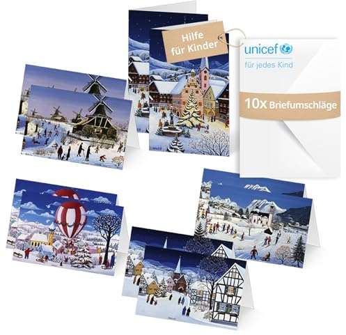 Unicef Weihnachtskarten Adventszeit | 10 Klappkarten mit Umschlägen | Helfen Sie Kindern in Not: FSC-Papier, 10 Karten mit Umschlägen (17,5 x 11,7 cm) – Adventskarte