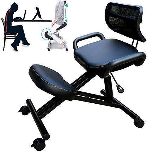 ALEjon Ergonomischer Kniestuhl mit Rückenstütze: EIN Haltungsstuhl für Zuhause und Büro, komplett mit Rädern und verstellbarem Hocker zur Linderung von Rücken- und Nackenschmerzen