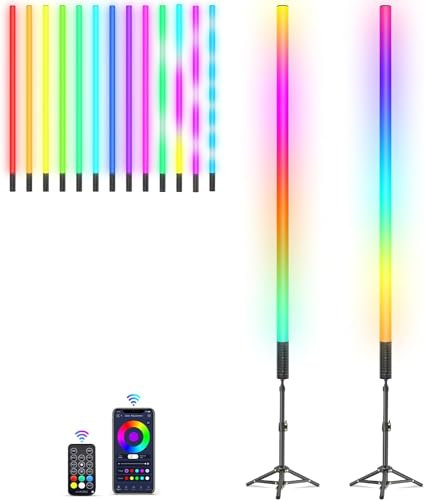 2 barre Luce video LED portatile LUXCEO LED video Mood1S, controllo app, batteria integrata da 2500 mAh, lampada fotografica RGB da 120 cm, per YouTube, TikTok, gioco in streaming
