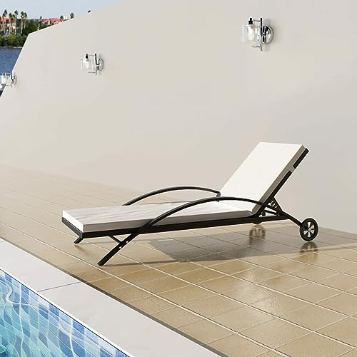 Tidyard Sonnenliege Gartenliege Relaxliege Freizeitliege Gartenmöbel Liege Holzliege Strandliege Saunaliege Liegestuhl mit Polster & Rollen Poly Rattan Schwarz