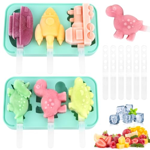 Moldes de Helado,2 Pack Juego de Moldes para Polos, Molde de Helado de Silicona, DIY Popsicle Mold Sin BPA, para Helados DIY Chocolate Postre congelado