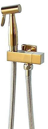 NSTVVEE Support Mural pour pulvérisateur de Bidet, doré, Pomme de Douche pour Bidet, pulvérisateur de Bidet Portable, rehausseur de Toilettes entièrement en cuivre, Golden A (Golden a)