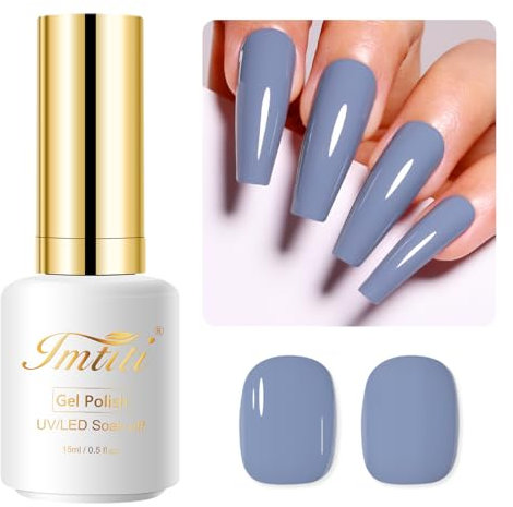 Imtiti Gel Nail Polish, 15ML Pewter Grey Soak Off LED UV Polish for Fall Winter, DIY Nail Art Starter Kit for Manicure Salon, Women and Girls