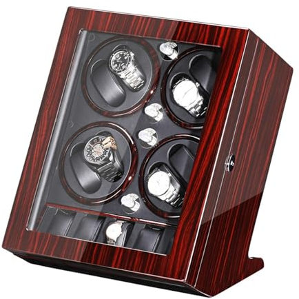 PAHION Automatische Uhrenbeweger Box Uhrenbeweger Für 8 Uhren +5 Stauräume Watch Winder Luxuriöser Automatischer Uhrenwender Uhrenvitrine Mit Leisem Mabuchi-Motor Aussehen des Klavierlacks(Brown-B)