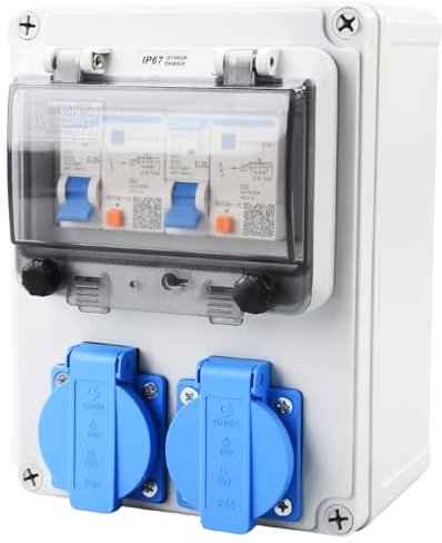 Lomhyve Distributore di corrente da 16 A, 230 V, 2 prese, IP54, ABS, DPX-16A