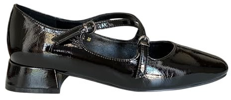 Luciano Barachini SL101M Ballerine in Vernice di Colore Nero; Fondo in gommina e Tacco di 2,5 cm; Cinturino ad Incrocio per Una Chiusura sicura e Comoda.